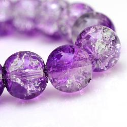 Chapelets de perles en verre craquelé peint, ronde, violet foncé, 6mm, Trou: 1.3~1.6mm, Environ 133 pcs/chapelet, 31.4 pouce