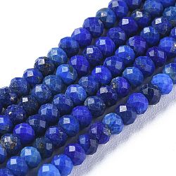 Chapelets de perles en lapis-lazuli naturel, facette, rondelle, 3.5~4x2.8~3mm, Trou: 0.6mm, Environ 139 pcs/chapelet, 15.35 pouce (39 cm)