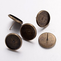 Impostazioni perno orecchino ottone, bronzo antico, 12x16mm, vassoio: 14mm