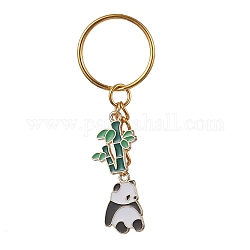 Porte-clés pendentif en émail en alliage de panda et de bambou, avec porte-clés fendus, or, 7.15 cm