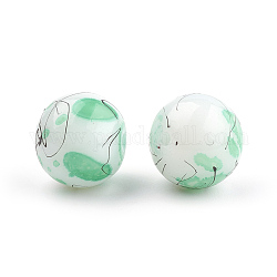 Chapelets de perles en verre peint brossé & cuisant, ronde, vert de mer moyen, 16mm, Trou: 1.5mm, Environ 50 pcs/chapelet, 31.4 pouce