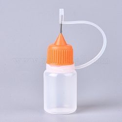 Frascos con punta aplicadora de aguja de polietileno (PE), botella de pegamento vacía translúcida, con pasadores de acero, naranja, 6.4x2.1 cm, capacidad: 5ml (0.17 fl. oz)