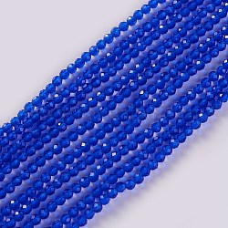 Glass Beads Strands, Faceted, Round, Blue, 2x2mm, Hole: 0.4mm, about 193~197pcs/strand, 14.17 inch~15.51 inch(36~39.4cm)