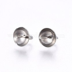 304 gobelet en acier inoxydable peg bélières pendentifs, pour des perles demi-drilled, couleur inoxydable, 8.5x6mm, Trou: 2mm, pin: 0.7 mm