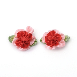 Blumenornament-Zubehör aus Polyesterimitat, für DIY-Kleid, Schuhdekoration, rot, 28~31x35~37x11 mm