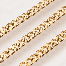 Ion Plating(IP) Handmade 304 Stainless Steel Curb Chains, Unwelded, with Spool, Golden, 4.2x3x0.6mm, about 32.8 Feet(10m)/roll
