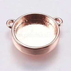 Настройки латунного шарма кабошона, чашки безель с краем, плоско-круглые, розовое золото , лоток : 10 мм, 14x11.6x3 мм, отверстие : 1.5 мм