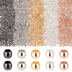 PH PandaHall 1000pcs 2mm Round Spacer Beads 5 Colors Long-Lasting Beads Smooth Spacer Beads Seamless Loose Ball Beads Metal Seed Beads for Summer Hawaii Necklaces Bracelets Earring Making