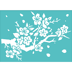 OLYCRAFT 2Pcs Self-Adhesive Silk Screen Printing Stencil Reusable Mesh Transfers Stencil Cherry Blossom Theme Silk Screen Stencil for Painting on Wood and DIY T-Shirt Fabric Decoration 19.5x14cm