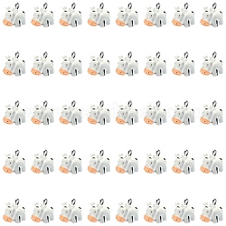 40 Stück undurchsichtige Tieranhänger aus Harz, Kuh-Anhänger, mit Edelstahlfarbe plattiert 304 Edelstahlschlaufen, weiß, 13.5x16x10 mm, Bohrung: 2 mm