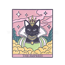 Spilla smaltata per carta rettangolare dei tarocchi gatto, badge in lega nera per elettroforesi per abiti da zaino, l'imperatrice iii, 30x25mm