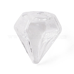 Bottiglie in vetro soffiato fatte a mano, per la realizzazione di pendenti in fiala di vetro, diamante, chiaro, 16~17x15~15.5x13.5~14.5mm, Foro: 2.5~5 mm