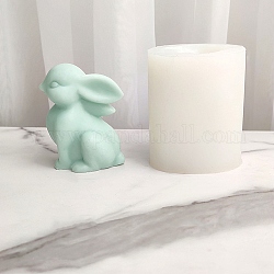 Moldes de silicona para velas diy con figura de conejo 3d, para hacer velas perfumadas, blanco, 5.3x5.9x7.7 cm, diámetro interior: 3.8x3.7 cm