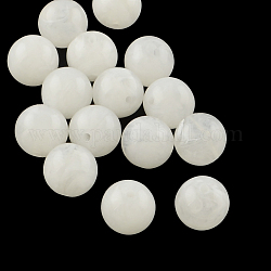 Piedras preciosas abalorios de imitación de acrílico redonda, blanco, 12mm, agujero: 2 mm, aproximamente 520 unidades / 500 g