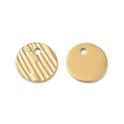 Ionenbeschichtung (IP) 304 Edelstahlanhänger, flache runde Charme, echtes 14k vergoldet, 6x0.5 mm, Bohrung: 0.8 mm