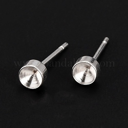 Accessoires des clous d'oreilles en 304 acier inoxydable, pour strass pointu, couleur d'argent, convient pour strass de 3 mm, 13.5x4mm, pin: 0.8 mm