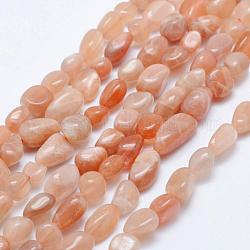 Natürliche sunstone Perlen Stränge, getrommelt Stein, Nuggets, 5x4 mm, Bohrung: 1 mm, 15.7 Zoll ~ 15.9 Zoll (40~40.5 cm)