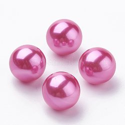Perles d'imitation en plastique écologique, haut lustre, Grade a, aucun perles de trou, ronde, fuchsia, 8mm