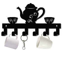Железные настенные крючки вешалки, декоративная стойка-органайзер с 6 крючком, для сумки ключ для одежды шарф подвесной держатель, чайный набор, металлический черный, 15x27 см