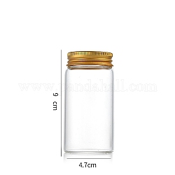 Tubos de almacenamiento de cuentas con tapa de tornillo de vidrio de columna, botellas de vidrio transparente con labios de aluminio, dorado, 4.7x9 cm, capacidad: 120ml (4.06fl. oz)