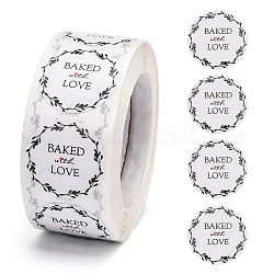 Baked with Love Stickers, Self-Adhesive Paper Gift Tag Stickers, for Party, Decorative Presents, Word, 24.5mm, 500pcs/roll