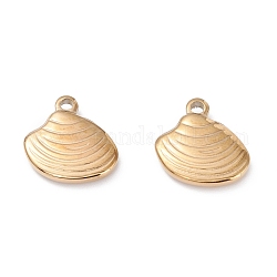 Ion Plating(IP) 316 Surgical Stainless Steel Charms, Shell, Real 24K Gold Plated, 14x13x3mm, Hole: 1.8mm