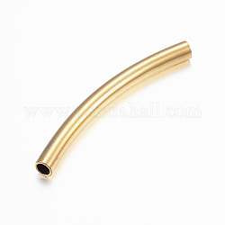 Perlas de tubo de 304 acero inoxidable, cuentas de fideos de tubo curvo, tubo curvado, real 24k chapado en oro, 53x5mm, agujero: 3.5x4 mm