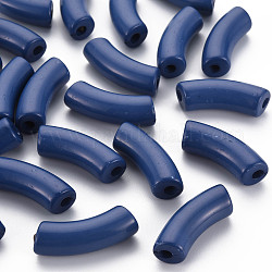 Perline acrilico opaco, tubo ricurvo, blu di Prussia, 36x13.5x11.5mm, Foro: 4 mm, circa 148pcs/500g