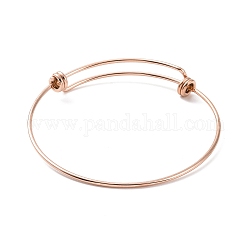 201 brazalete extensible de alambre de acero inoxidable para mujer, oro rosa, diámetro interior: 2-1/2 pulgada (6.2 cm)