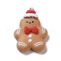 Cabochons en résine opaque sur le thème de Noël, avec l'émail, gingerbread man, 25.5x18x7mm