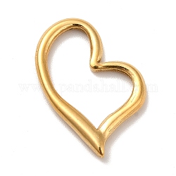 真空メッキ201ステンレス鋼リンクリング  非対称の心臓  ゴールドカラー  24.5x17x3mm  内径：17x13mm