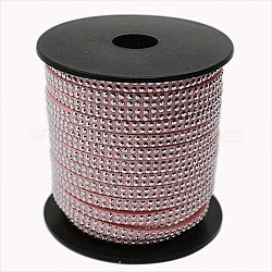 2 Row Platinum Aluminum Studded Faux Suede Cord, Faux Suede Lace, Pink, 5x2mm, about 20yards/roll