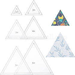 Modelli per trapuntatura in acrilico trasparente a triangolo da 1~6 pollice, righelli quilt, cornici per trapuntatura, per applicare disegni in vinile e sublimazione su magliette, Perù, 42.5~153x49~176x2.5mm, Foro: 3 mm, 6 pc / set