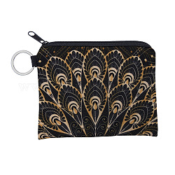 Clutch-Taschen aus Polyester mit Mandala-Blumenmuster, Geldbörse mit Reißverschluss und Schlüsselring, für Frauen, Rechteck, dunkelgolden, 12x9.5 cm