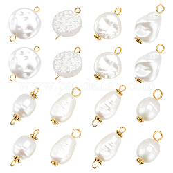 Pandahall elite 80pcs 8 pendentifs acryliques de style, liens en acrylique, lien de perles d'imitation en plastique abs, Pendentifs en plastique imitation perle ABS, couleur mixte, 17.5~25x10~16x4.5~10mm, 10 pièces / style