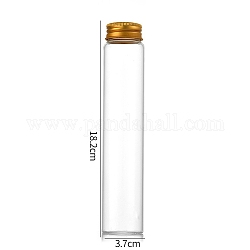 Botellas de vidrio transparente contenedores de abalorios, tubos de almacenamiento de cuentas con tapa de rosca y tapa de aluminio, columna, dorado, 3.7x18 cm, capacidad: 150ml (5.07fl. oz)