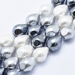 Chapelets de perles en coquille électrolytique, facette, larme, couleur mixte, 18x13~14mm, Trou: 1mm, Environ 22 pcs/chapelet, 15.7 pouce (40 cm)