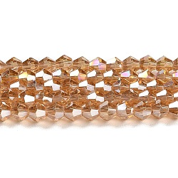 Trasparenti perle di vetro placca fili, ab colore placcato, sfaccettato, bicono, Perù, 3.5mm, circa 108~123pcs/filo, 12.76~14.61 pollice (32.4~37.1 cm)
