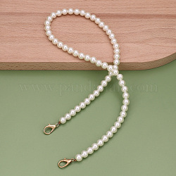 Cinturini per borse con perline in plastica imitazione perla, con chiusure moschettone, per la sostituzione del manico della borsa, neve, 60cm