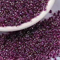 MIYUKI Round Rocailles Beads, Japanese Seed Beads, (RR3529) Fancy Lined Magenta, 15/0, 1.5mm, Hole: 0.7mm, about 5555pcs/bottle, 10g/bottle
