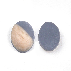 Cabuchones de resina, imitación veta de la madera, oval, gris pizarra, 14x10x4.5mm