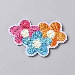Computerized Embroidery Cloth Iron on/Sew on Patches, Costume Accessories, Appliques, Flower, Colorful, 33x50x1.8mm