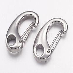 Smooth 304 Stainless Steel Keychain Clasp Findings, Snap Clasps, Half Heart, Stainless Steel Color, 26x12.5x6mm, Hole: 6x4mm