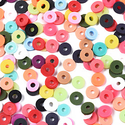 Perles en pâte polymère manuel, pour les fournitures de bricolage bijoux artisanat, disque / plat rond, perles heishi, couleur mixte, 6x1mm, Trou: 2mm, environ 1175 pcs/50 g