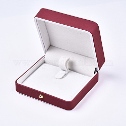 Boîte de bracelet en simili cuir, coffret de rangement de bijoux, pour le mariage, engagement, Fête d'anniversaire, rectangle, brun, 8.9x9.9x4.2 cm