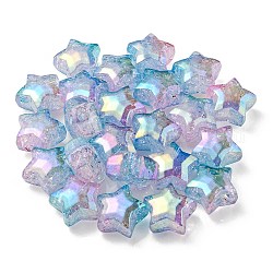 Placage uv perles acryliques craquelées transparentes, dégradé de couleur, étoiles du nord, support violet, 20x21.5x13mm, Trou: 3mm