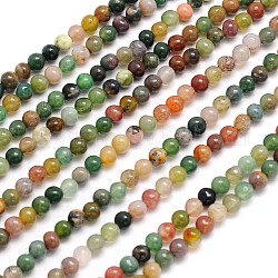 Naturali Indiane Perle di agata rotonde fili, 3mm, Foro: 0.6~0.8 mm, circa 126pcs/filo, 15.5 pollice