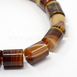 Natural Striped Agate/Banded Agate Column Bead Strands, Dyed, 16x12mm, Hole: 1mm, about 23pcs/strand, 14.9inch