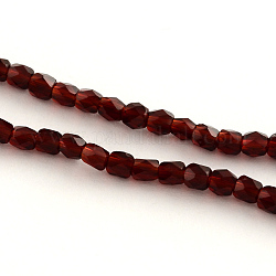 Transparent Glass Beads Strands, Faceted Polygon, Dark Red, 3~4x3mm, Hole: 1mm, about 150pcs/strand, 18.7inch