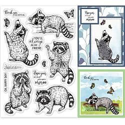 GLOBLELAND Realistic Raccoons Clear Stamps Animals Butterfly Silicone Clear Stamp Seals for Cards Making DIY Scrapbooking Photo Journal Album Decoration